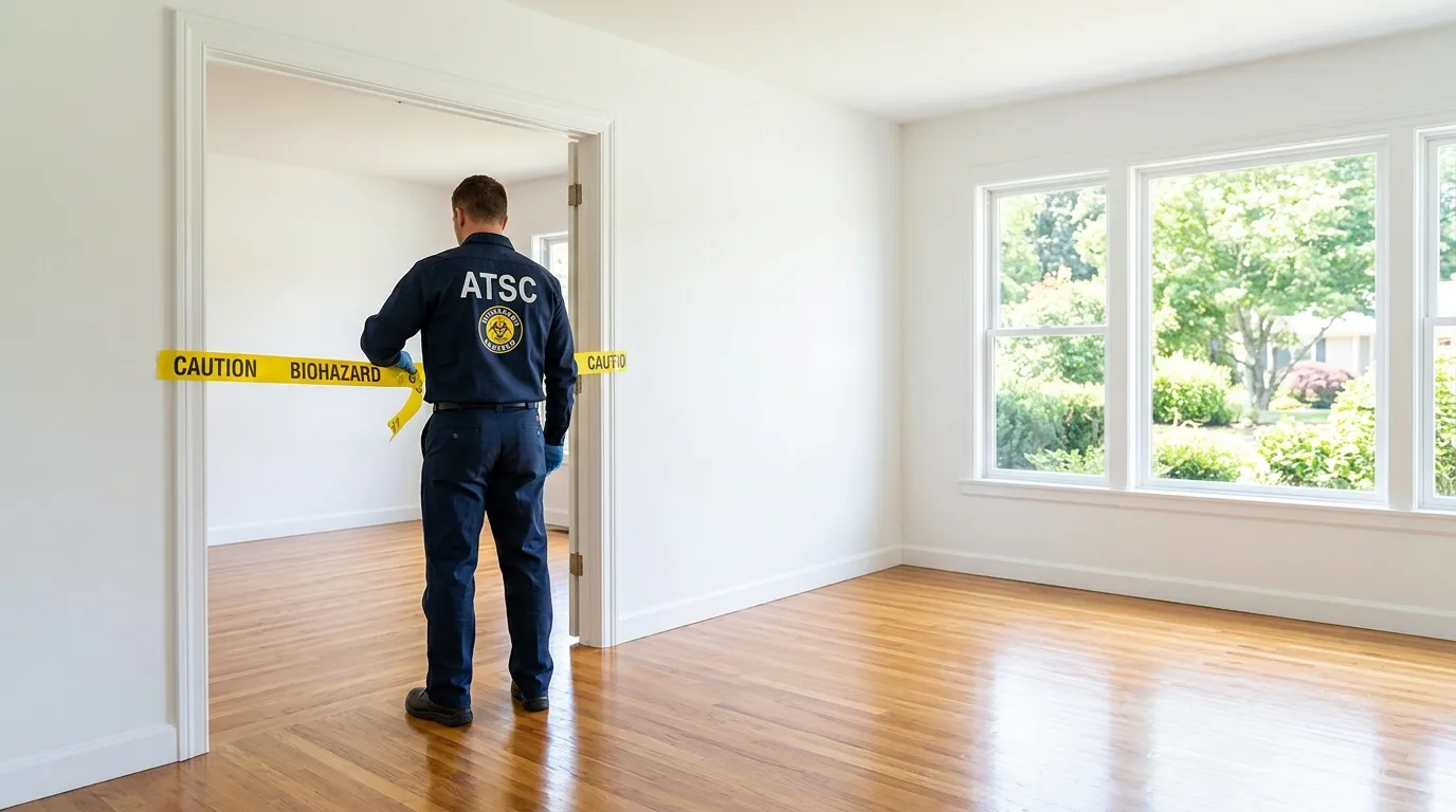 Certified biohazard cleanup crew performing Decomposition Cleanup in Shrewsbury